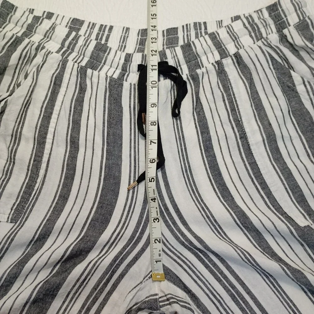 Land N Sea Cropped Pants Linen Blend  Size 2X Striped Drawstring Waist Women’s - Picture 6 of 8